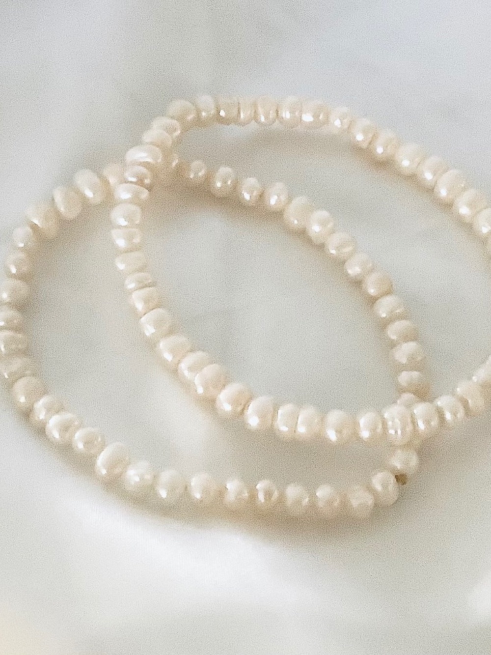 Two White Freshwater Pearl Stretch Bracelets - 6mm Pearls